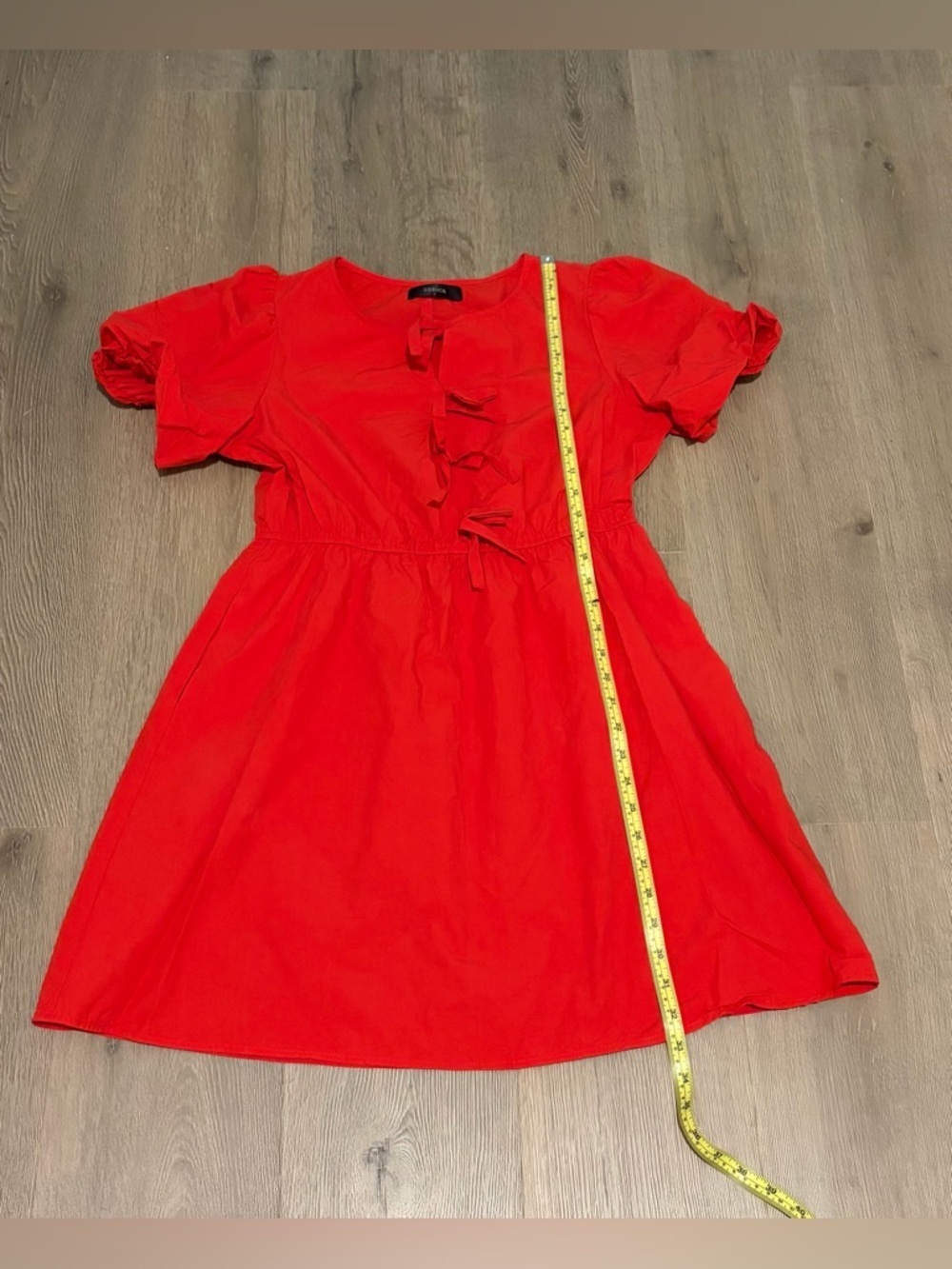 Casual Red Bow-Front Short Sleeve Dress